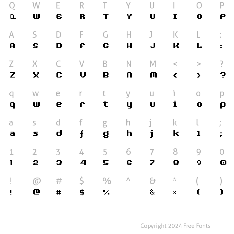 Character Map of AuX DotBitC Xtra Bold Regular