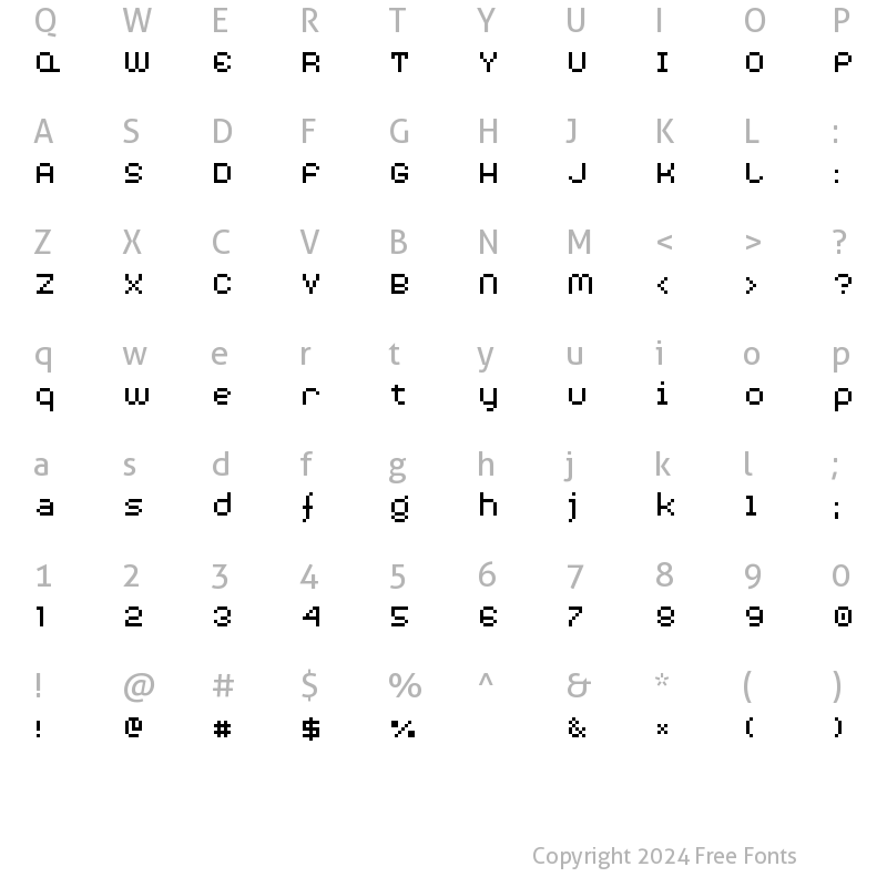 Character Map of AuX DotBitC Xtra Regular