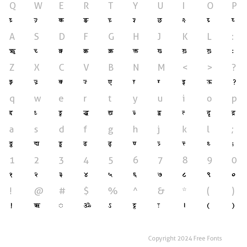 Character Map of AV-Font-Hin1 Bold