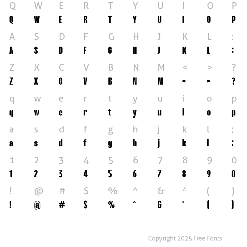 Character Map of Avaboca Regular