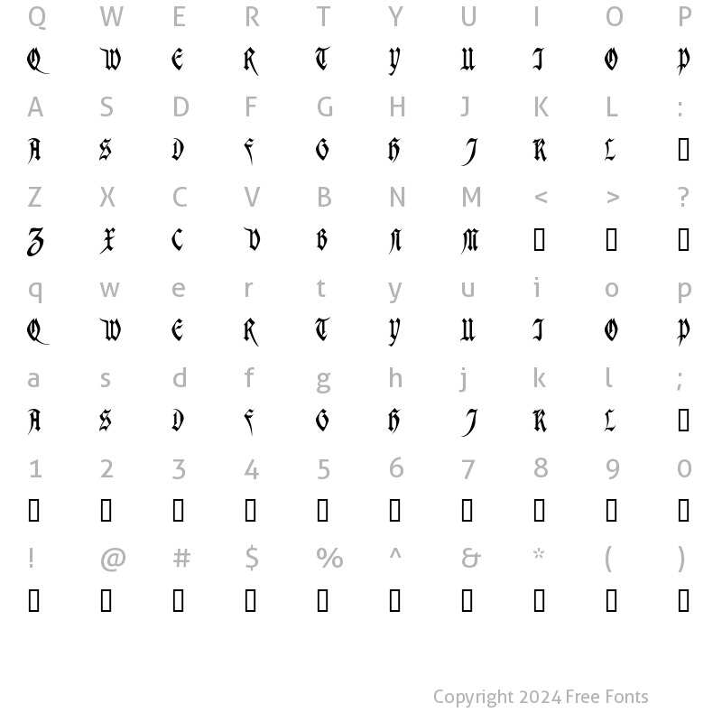 Character Map of AvalonSSK Regular