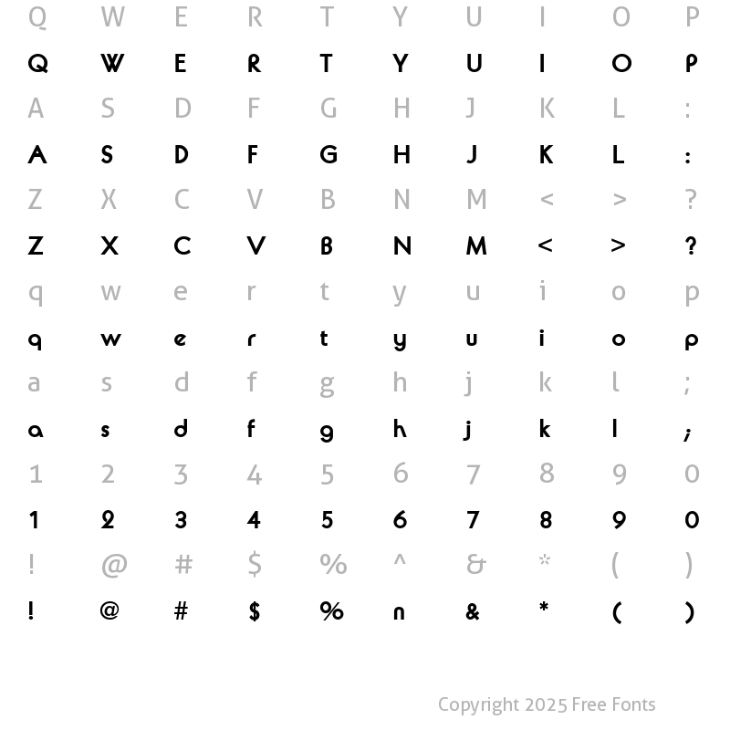 Character Map of AvalonURWTBol Regular
