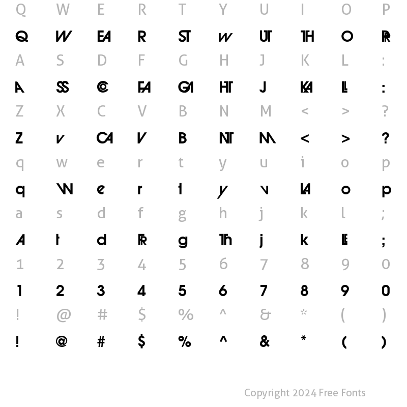 Character Map of Avant Garde Alternates ates