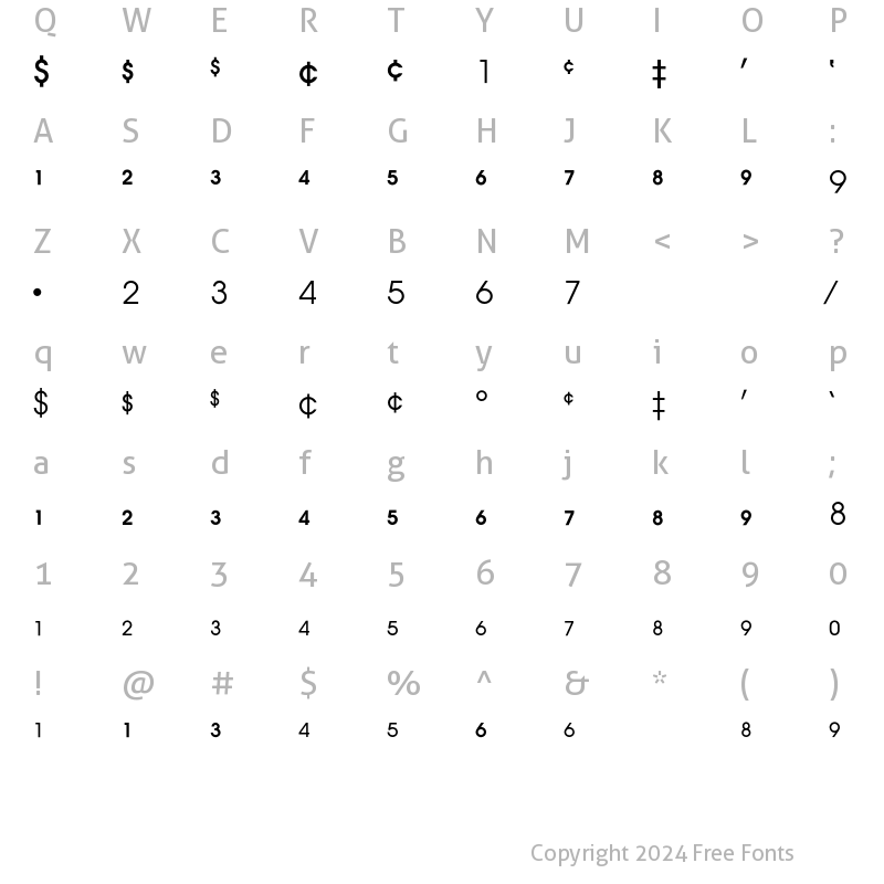 Character Map of Avant Garde Fractions BQ Regular