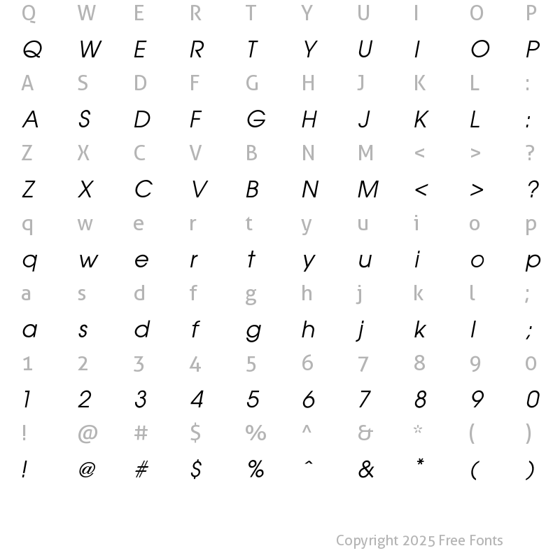 Character Map of Avant GardeBook Oblique