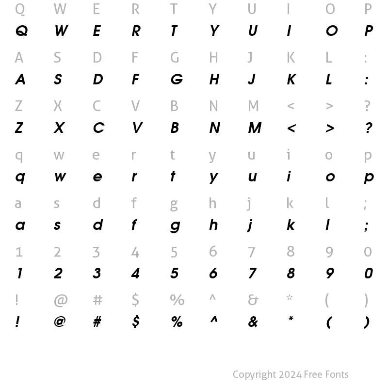 Character Map of AvantGarde-DemiOblique Regular