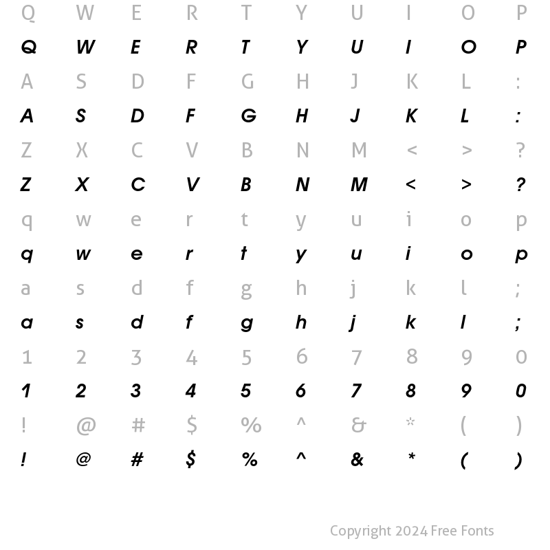 Character Map of AvantGardeITC Demi Oblique