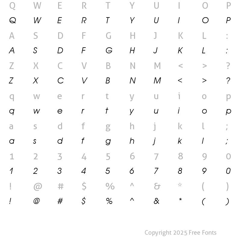 Character Map of AvantGardeITCTT BookOblique