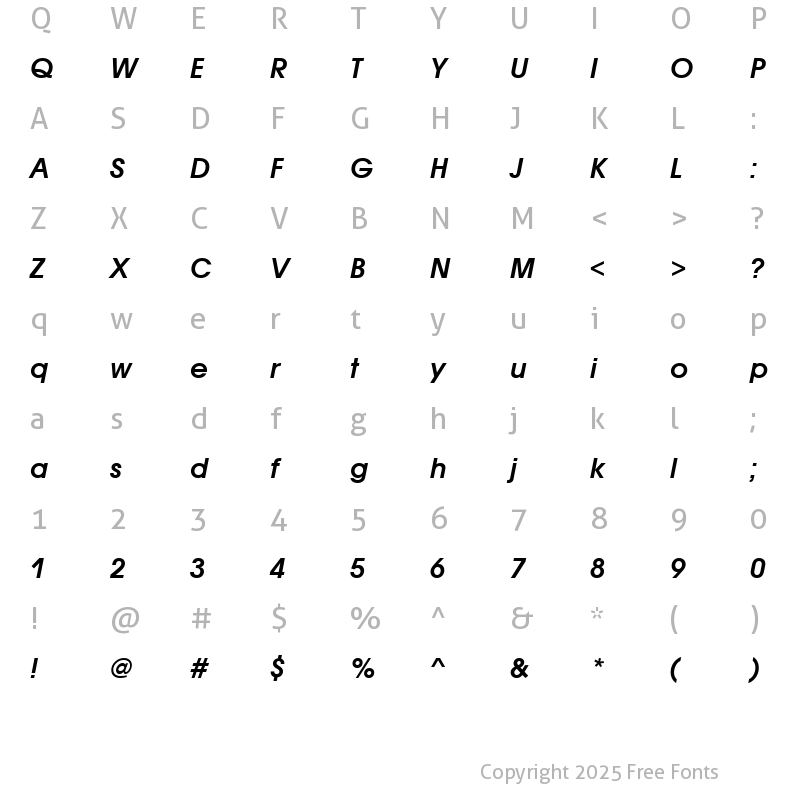 Character Map of AvantGardeITCTT DemiOblique