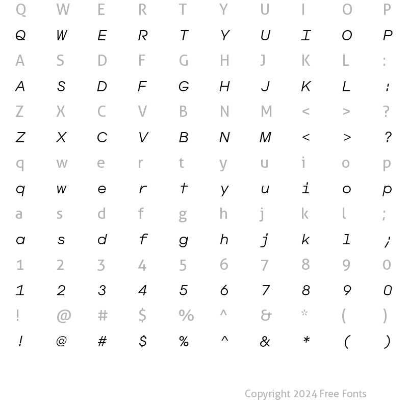 Character Map of AvantGardeMonoEF LightIta Regular