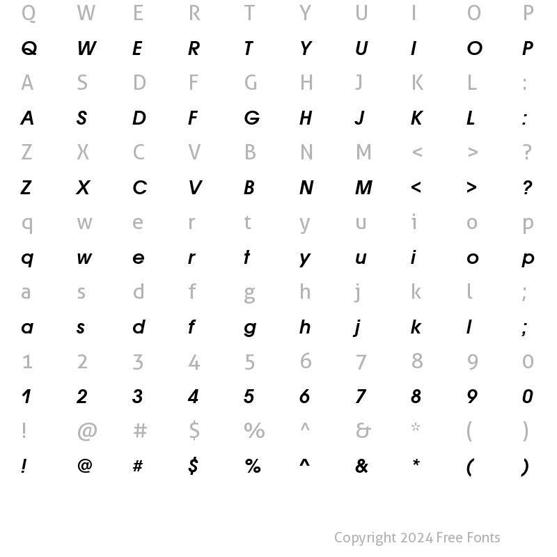 Character Map of AvantGarGotItcTEEDem Italic