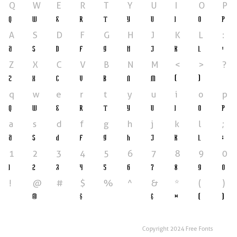 Character Map of Avatar Serif Regular