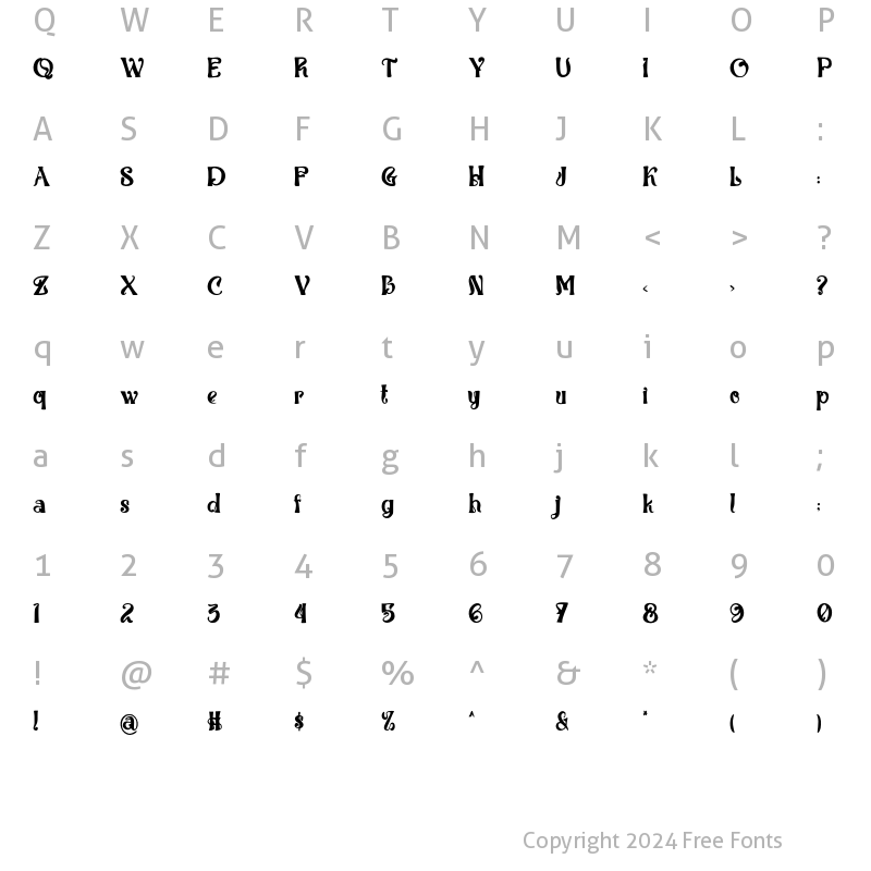 Character Map of AVEILA Regular