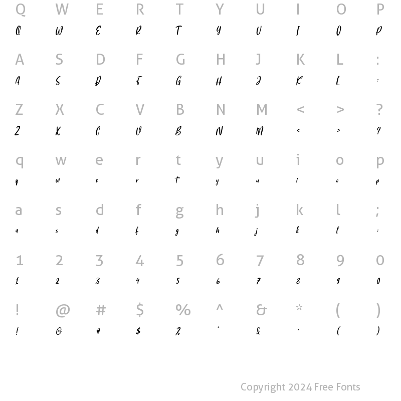 Character Map of Avellionts alt Regular