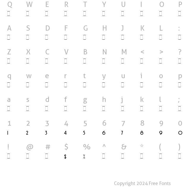 Character Map of Avenida Alts LET Plain