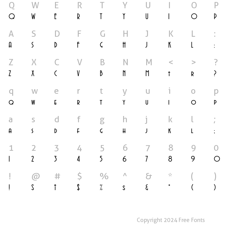 Character Map of Avenida LET Plain