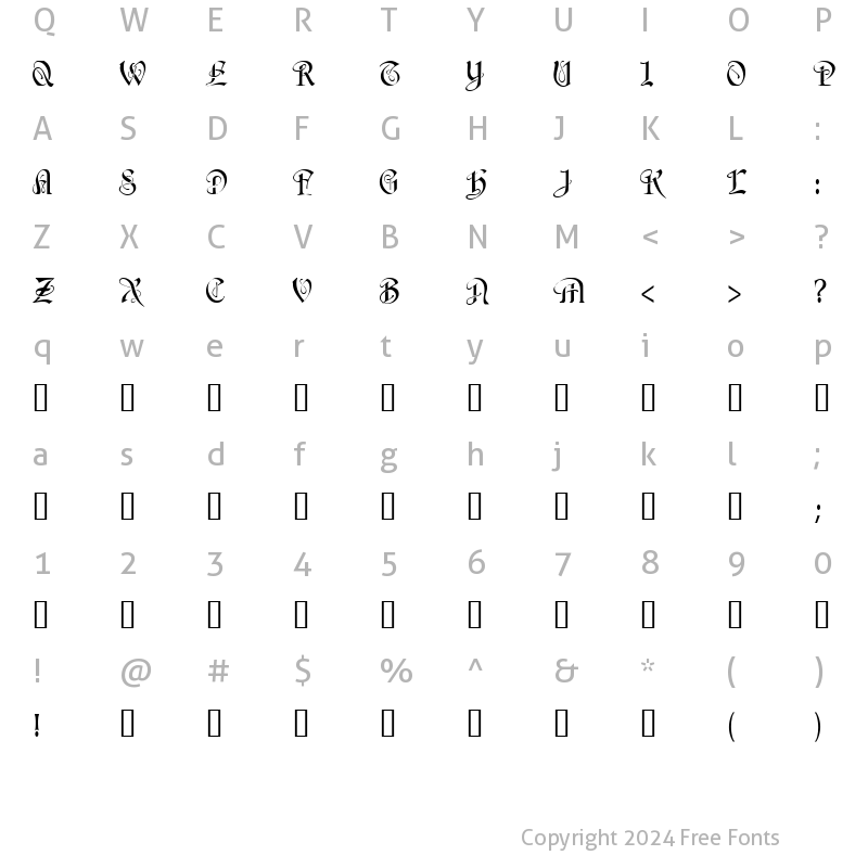 Character Map of Averoigne Regular