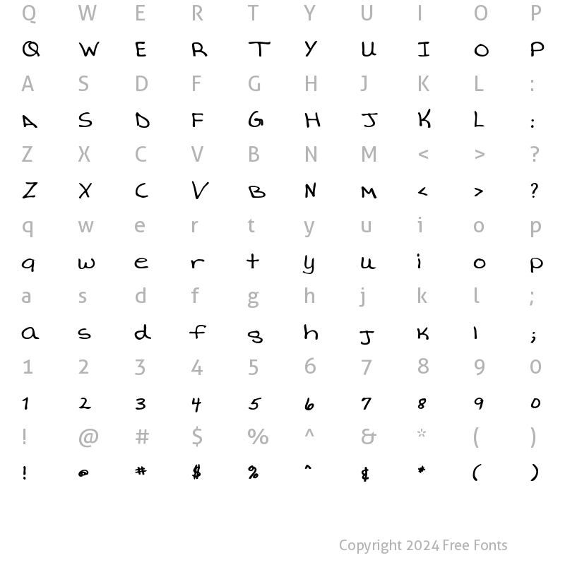 Character Map of AverysHand Bold