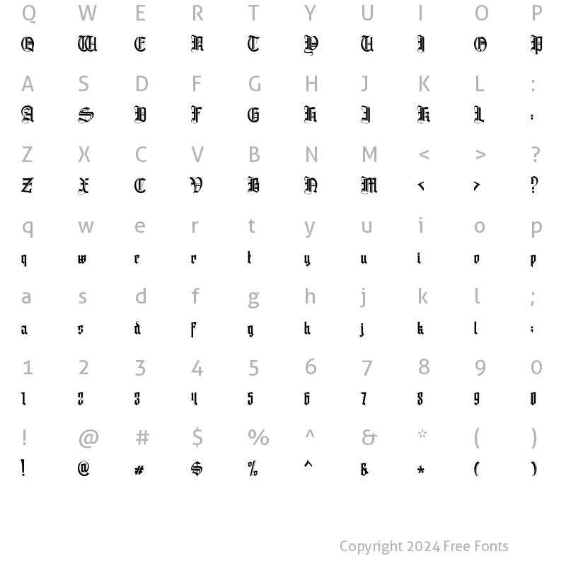 Character Map of Avexia Regular