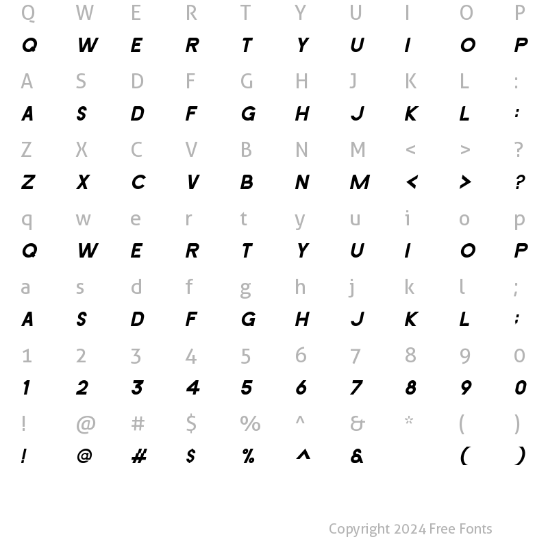 Character Map of AVICENNA_Italic Italic