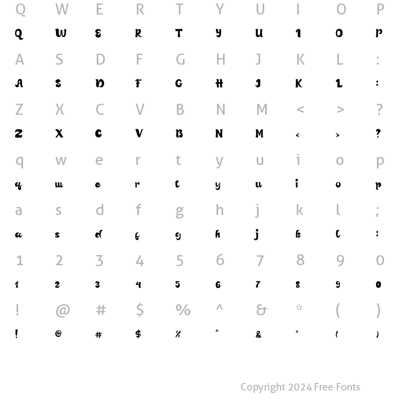 Character Map of Avocado Cream Regular