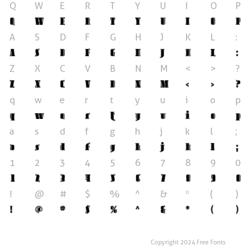 Character Map of Avondale Inline Regular
