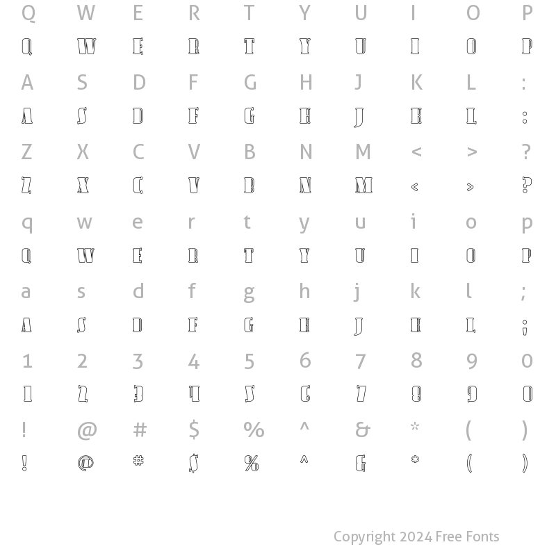 Character Map of Avondale SC Outline Regular