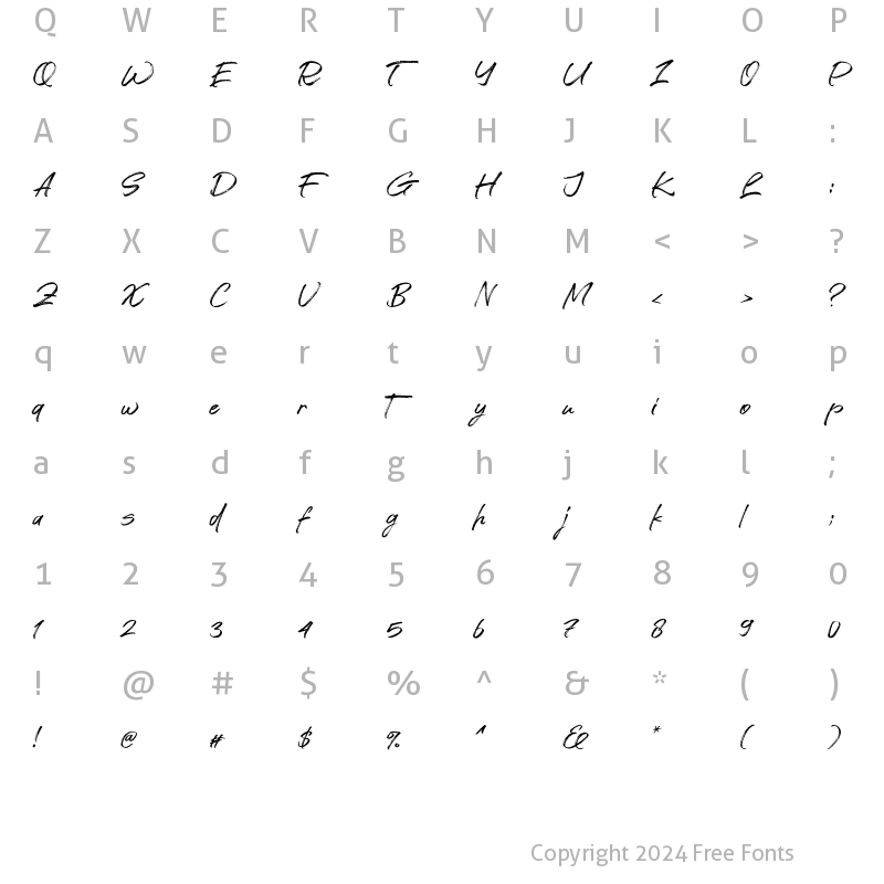 Character Map of Avture Regular