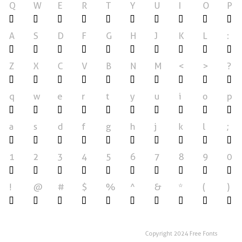 Character Map of AW Signables Regular