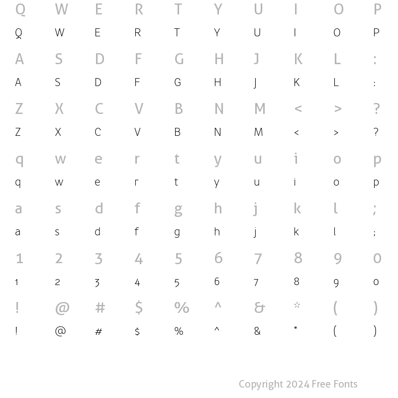 Character Map of AwanZaman ExtraLight