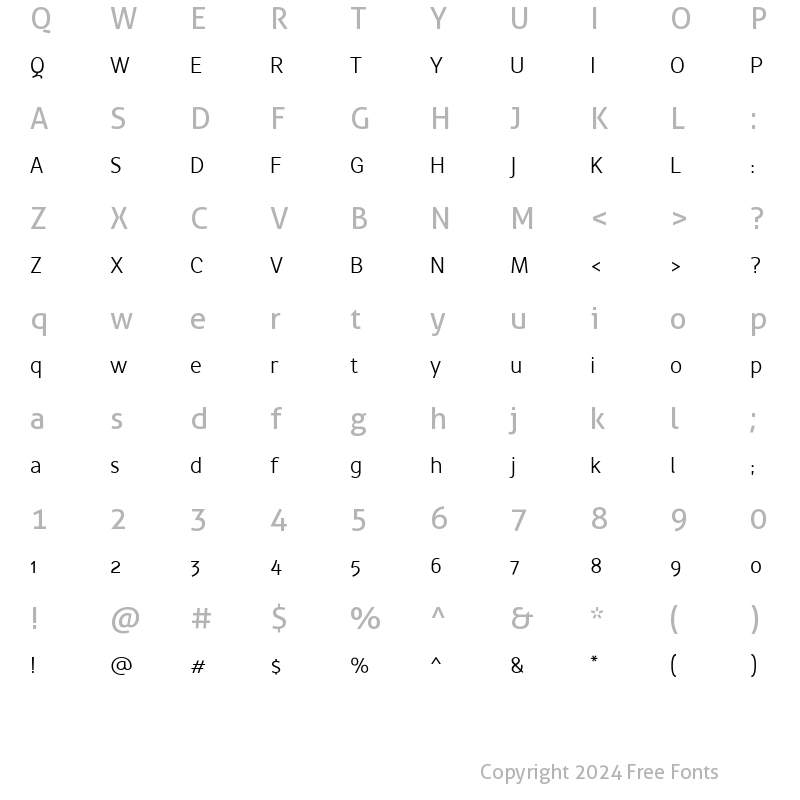 Character Map of AwanZaman Light