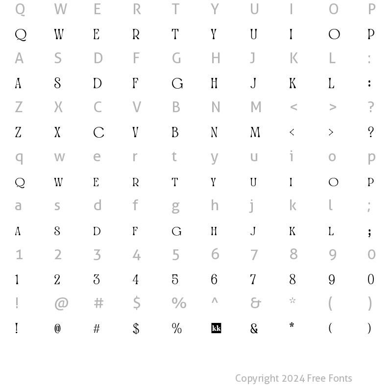 Character Map of Awesome Lathusca Regular