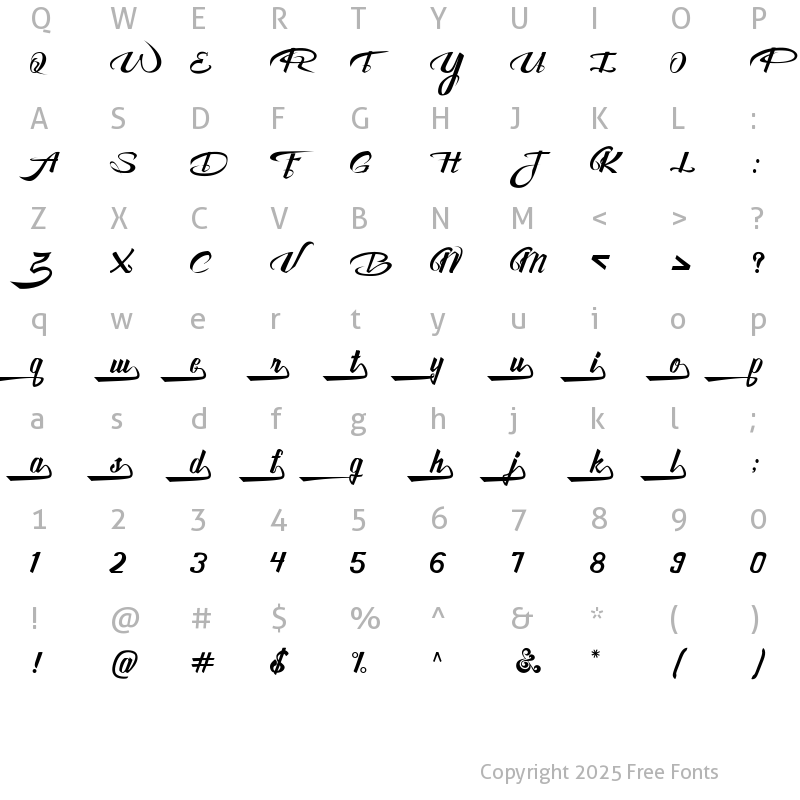 Character Map of Awesome Lower Swash Awesome Lower Swash