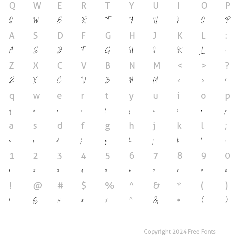 Character Map of Awestruck Signature Font Regular