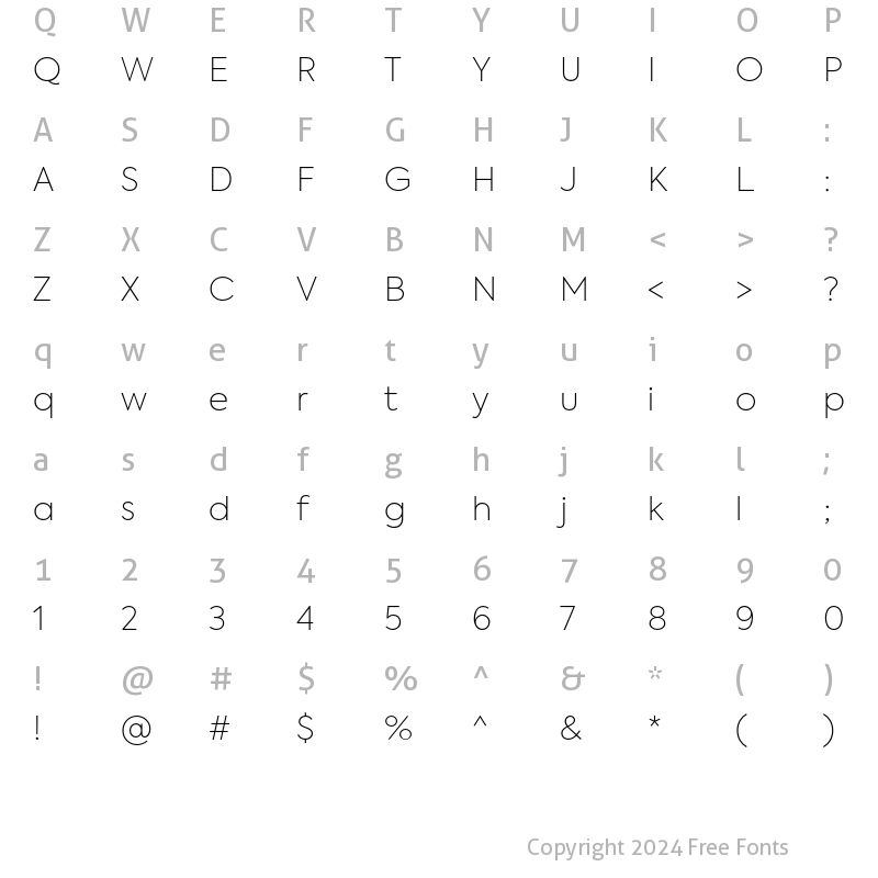 Character Map of Axiforma Thin