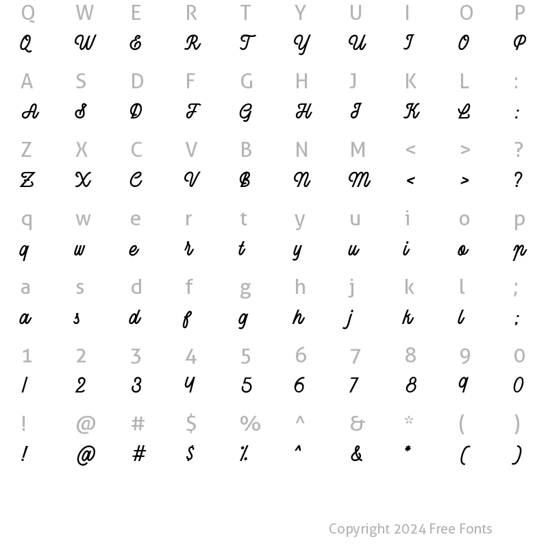 Character Map of Axylum Vertusa Regular