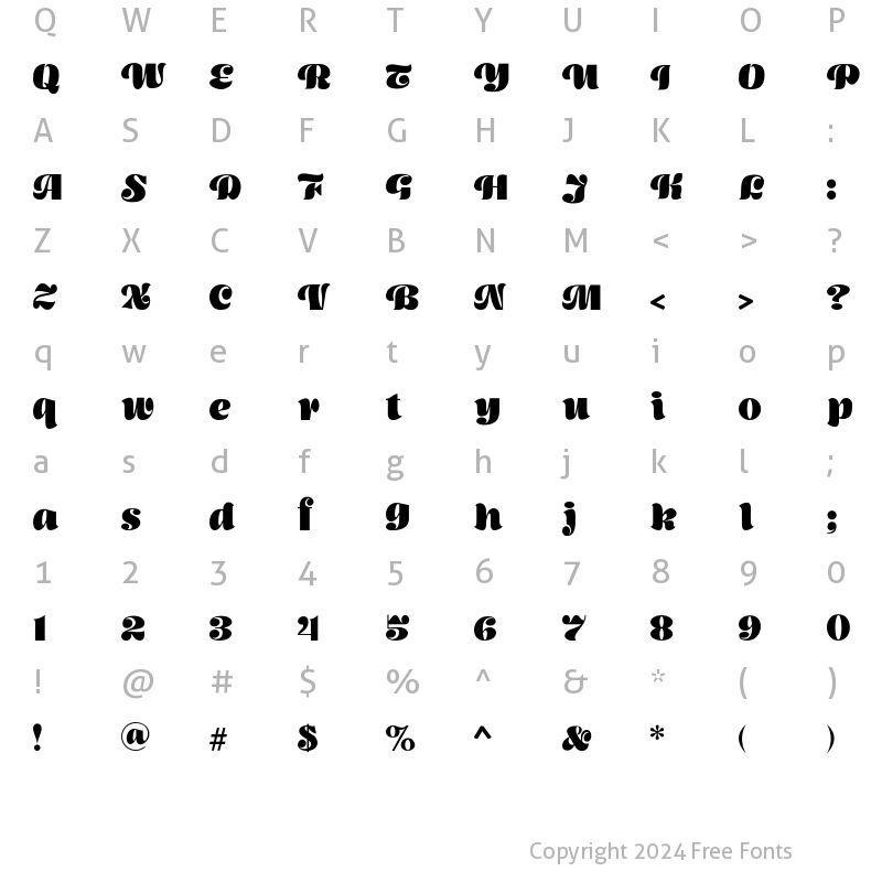 Character Map of Ayahe Regular