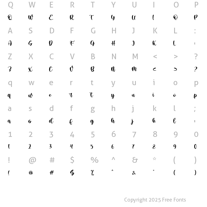 Character Map of Ayalisse Regular