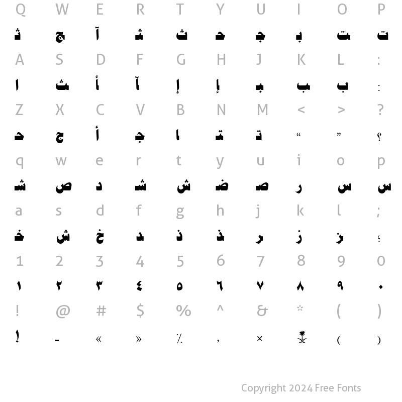 Character Map of AYM Jeddah S_U normal. Normal