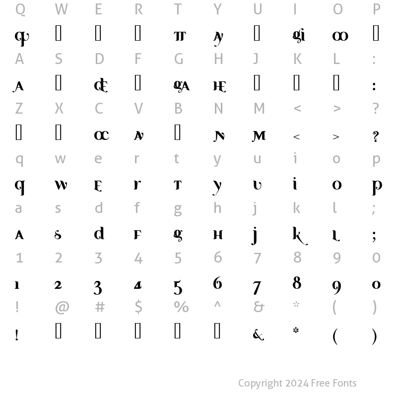 Character Map of Ayosmonika Bold