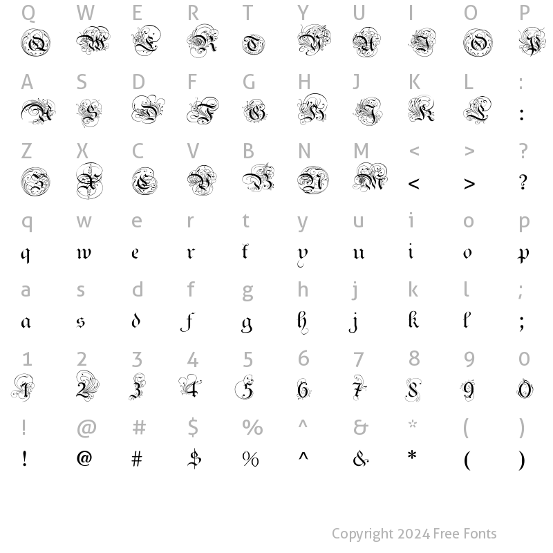 Character Map of Ayres Royal Regular