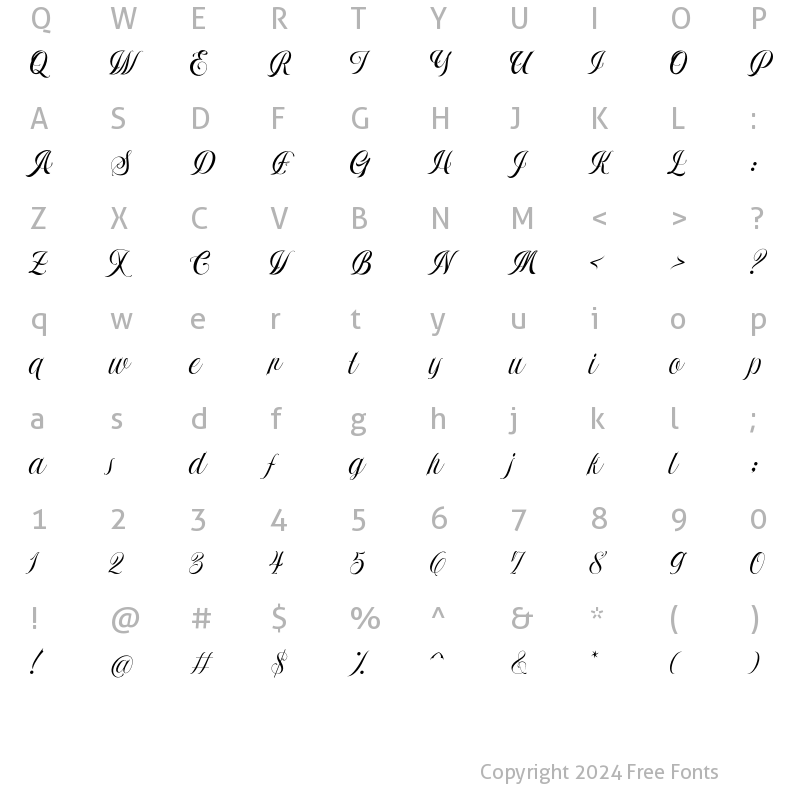 Character Map of Ayrexa Regular