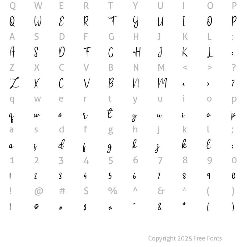 Character Map of Ayuku Love Regular