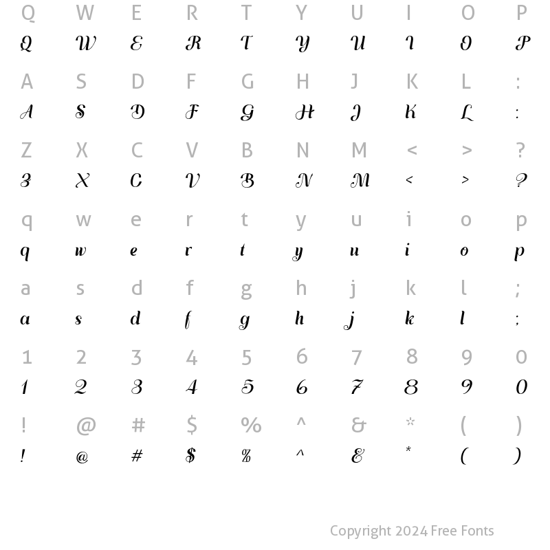 Character Map of Ayulina Molga Regular