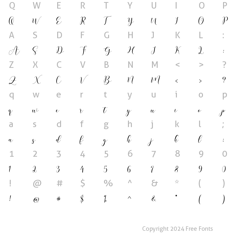 Character Map of Azkia Script Regular