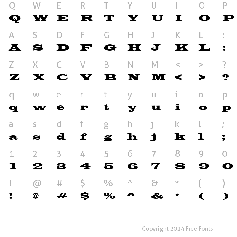 Character Map of AZLatinWideC Regular