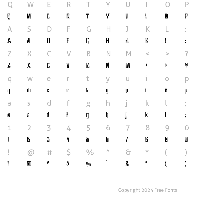 Character Map of Aztecan Regular