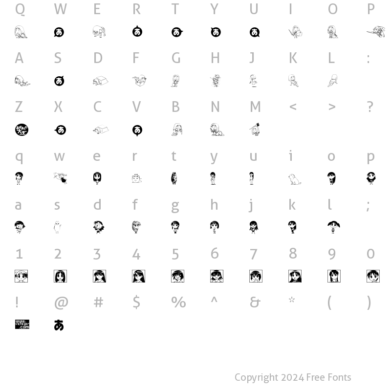 Character Map of Azudings 1 Regular