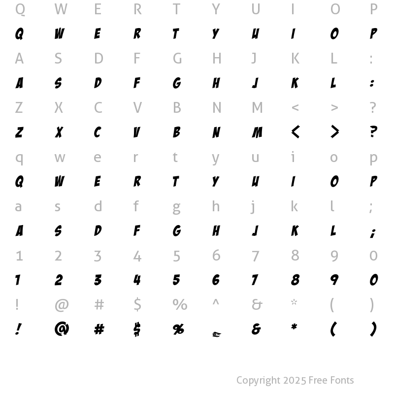 Character Map of aZZ BB Tribute Cyr Bold