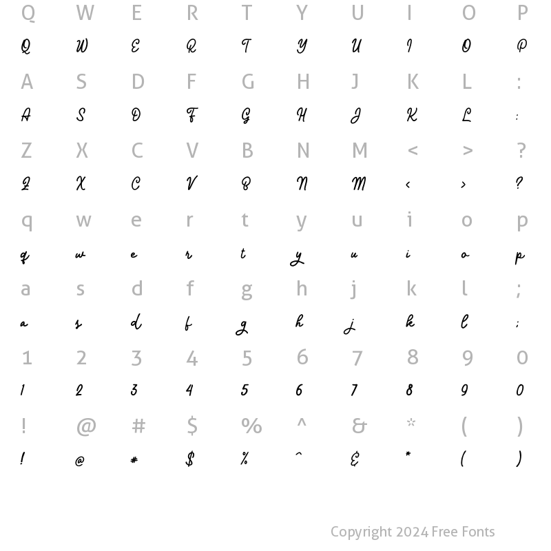 Character Map of Azzura Lineweight Regular